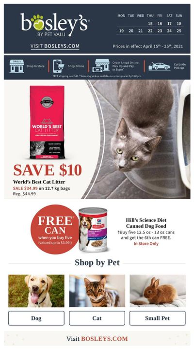 Bosley's by PetValu Flyer April 15 to 25