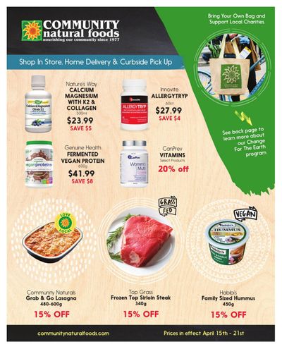 Community Natural Foods Flyer April 15 to 21