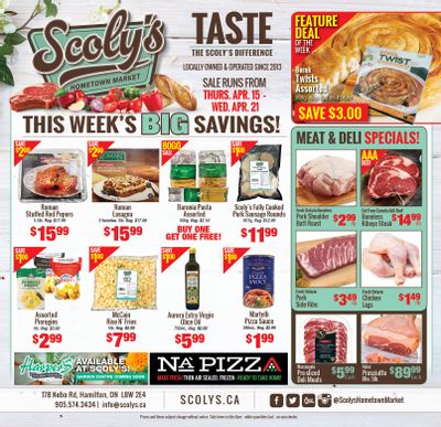 Scoly's Hometown Market Flyer April 15 to 21