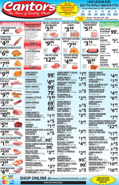 Cantor's Meats Flyer April 15 to 21