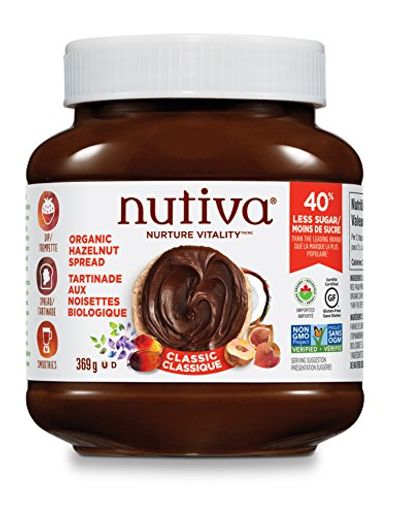 Nutiva Organic Vegan Hazelnut Spread, Classic Chocolate, 369 Gram | Organic, Non-GMO, Fair Trade & Sustainably Sourced | Vegan & Gluten-Free | Plant-Based Superfood Spread with Less Sugar