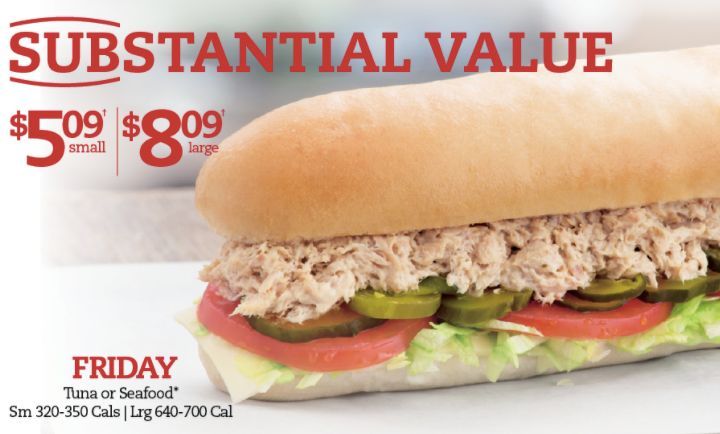 FRIDAY FISH DEAL $5.09/$8.09 at Mr. Sub FRIDAY FISH DEAL $5.09/$8.09 at Mr. Sub