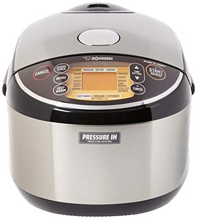 Zojirushi Pressure Induction Heating Rice Cooker & Warmer, 10 Cup, Stainless Black, Made in Japan (NP-NWC18XB)