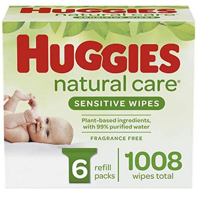 Baby Wipes, Huggies Natural Care Sensitive, UNSCENTED, Hypoallergenic, 6 Refill Packs, 1008 Count $18.97 (Reg $19.99)