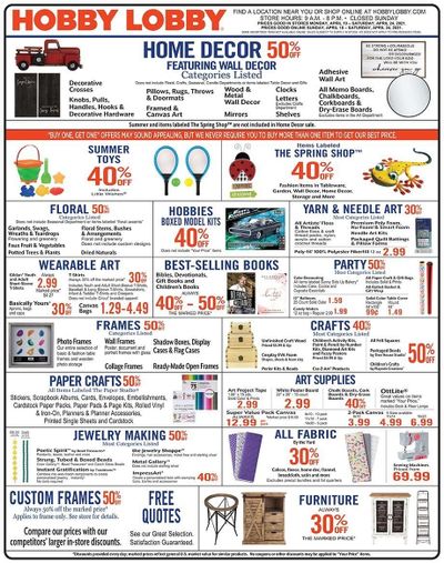 Hobby Lobby Weekly Ad Flyer April 18 to April 24