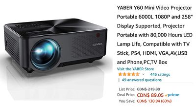 Amazon Canada Deals: Save 60% on Mini Video Projector + 40% on Vacuum Cleaner Corded Bagless Stick with Coupon + More Offers