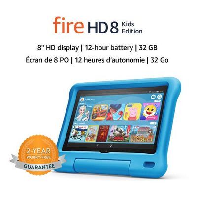 Fire HD 8 Kids Edition tablet, 8" HD display, 32 GB, Kid-Proof Case, Blue $129.99 (Reg $179.99)