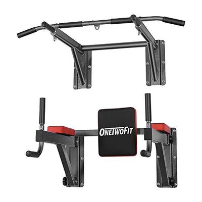 OneTwoFit Multifunctional Wall Mounted Pull Up Bar Power Tower Set Chin Up Station Home Gym Workout Strength Training Equipment Fitness Dip Stand Supports to 330 Lbs OT076G $157.99 (Reg $165.99)