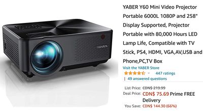 Amazon Canada Deals: Save 66% on Mini Video Projector + 50% on Video Doorbell WiFi + 50% on Family Tree Picture Frame + More Offers