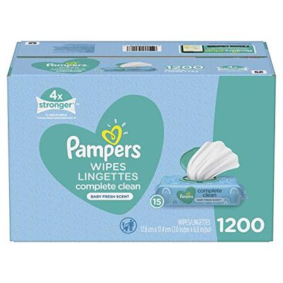 Baby Wipes, Pampers Complete Clean SCENTED Baby Fresh Scent, 15X Pop Top, Hypoallergenic and Dermatologist-Tested, 1200 Count $19.98 (Reg $28.99)