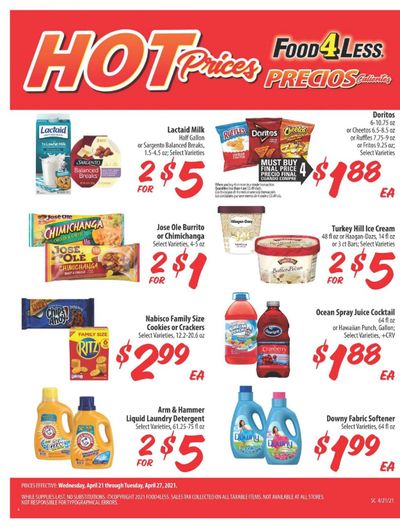 Food 4 Less (CA) Weekly Ad Flyer April 21 to April 27