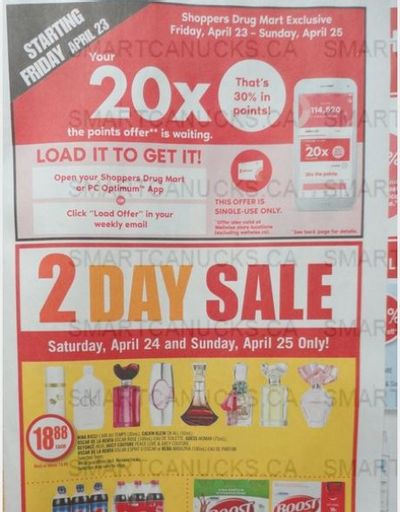 Shoppers Drug Mart Canada: 20x The PC Optimum Points Loadable Offer April 23rd – 25th