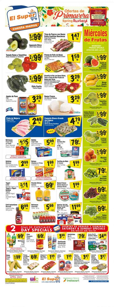 El Super (AZ, CA, NM, NV, TX) Weekly Ad Flyer April 21 to April 27