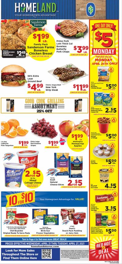 Homeland (OK, TX) Weekly Ad Flyer April 21 to April 27