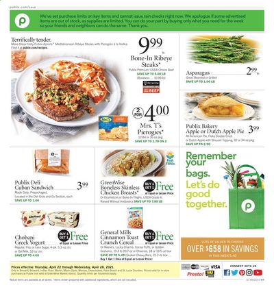 Publix (AL, FL, GA, NC, SC, TN) Weekly Ad Flyer April 22 to April 28