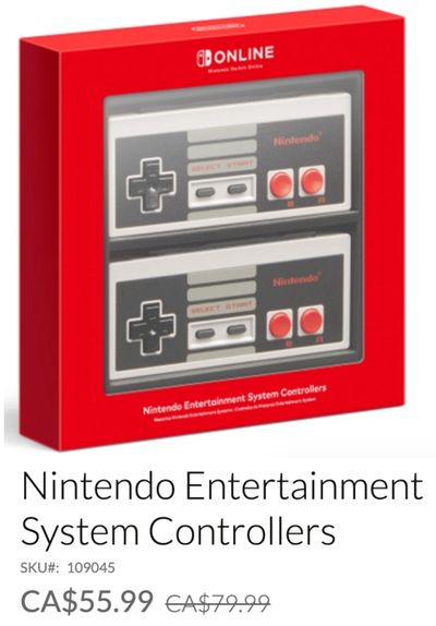 Nintendo Canada Offers: Nintendo Switch Members Only, Get Two Nintendo Entertainment System Controllers for $55.99, Save 30% off