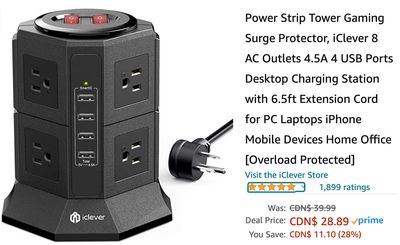Amazon Canada Deals: Save 28% on Power Strip Tower Gaming Surge Protector + 40% on Vacuum Sealer Machine + More Offers