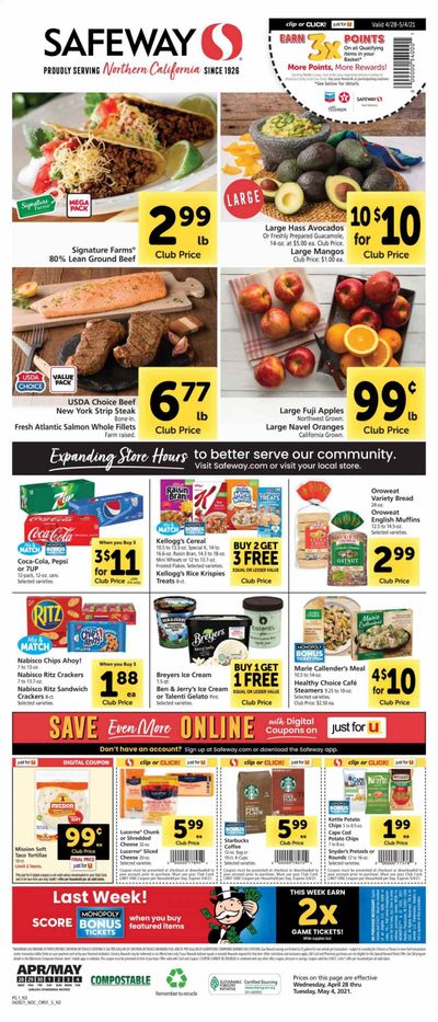 Safeway (AZ, CA, CO, HI, MD, NE, OR, VA, WA) Weekly Ad Flyer April 28 to May 4