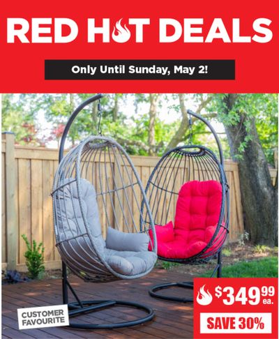 Kitchen Stuff Plus Canada Red Hot Deals: Save 30% on Bali Steel Hanging Chair + More Offers