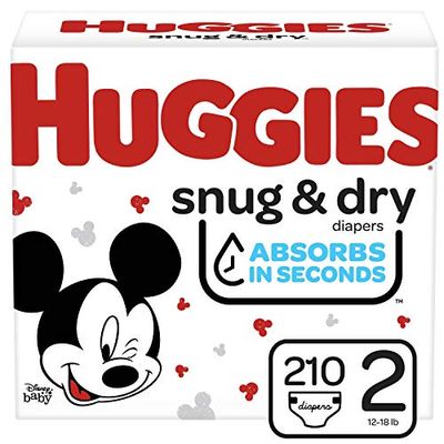 HUGGIES Snug & Dry Baby Diapers, Size 2, 210 Ct, One Month Supply 210 count $32.64 (Reg $54.99)