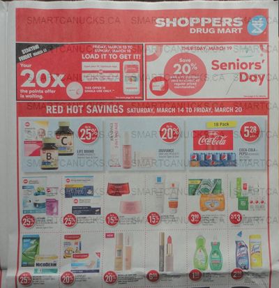 Shoppers Drug Mart Canada: 20x The Points Loadable Offer March 13th – 15th
