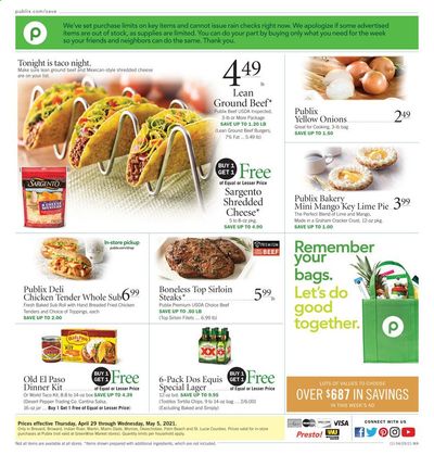 Publix (AL, FL, GA, NC, SC, TN) Weekly Ad Flyer April 29 to May 5