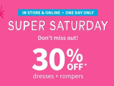 Carter’s OshKosh B’gosh Canada Super Saturday Sale: Save 30% OFF Dresses & Rompers + More
