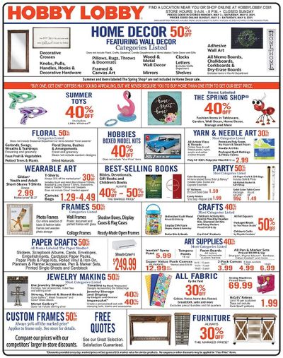 Hobby Lobby Weekly Ad Flyer May 2 to May 8