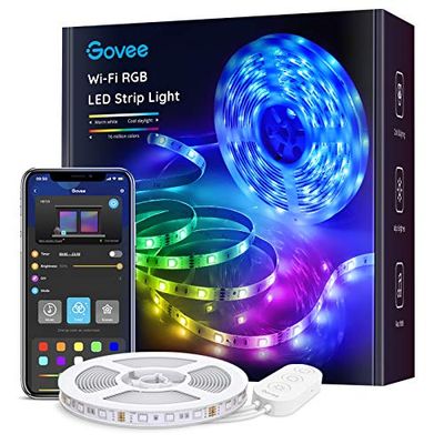 Govee Smart LED Light Strips, 16.4ft WiFi LED Strip Lights Work with Alexa and Google Assistant, Bright 5050 LEDs, 16 Million Colors with App Control and Music Sync for Home, Kitchen, TV, Party