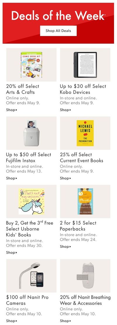 Chapters Indigo Online Deals of the Week May 3 to 9