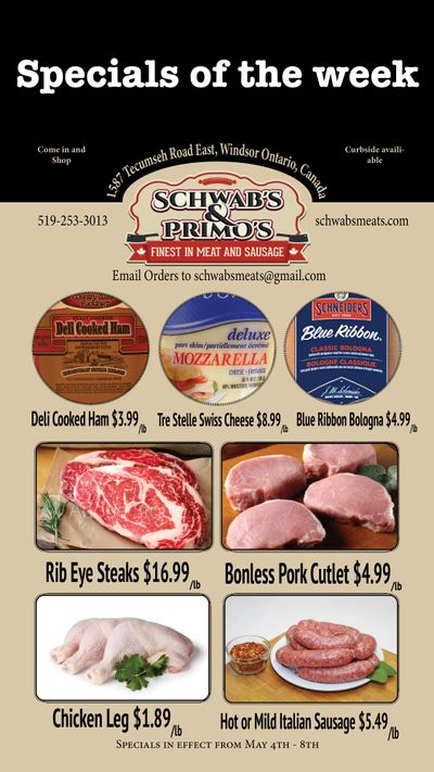 Schwab's & Primo's Flyer May 4 to 8