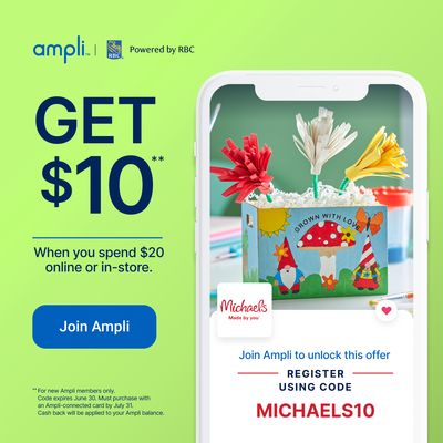 Join Ampli and Get $10 OFF When You Spend $20 USE CODE MICHAELS10