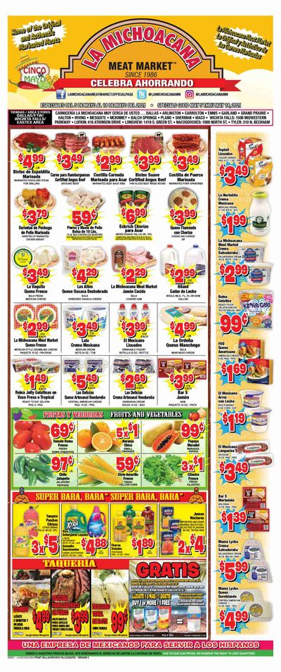 La Michoacana Meat Market (TX) Weekly Ad Flyer May 5 to May 18