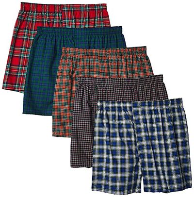 Hanes Men's 5-Pack Tartan Boxer with Inside Exposed Waistband, Multi, Large