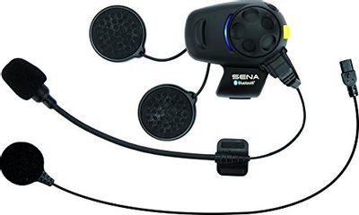 Sena SMH5-FM-UNIV Bluetooth Headset and Intercom with Built-in FM Tuner for Scooters/Motorcycles with Universal Microphone Kit, Black, Single