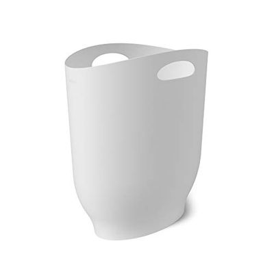 Umbra Harlo Sleek & Stylish Bathroom Trash, Small Garbage Can Wastebasket for Narrow Spaces at Home or Office, 2.4 Gallon Capacity, White