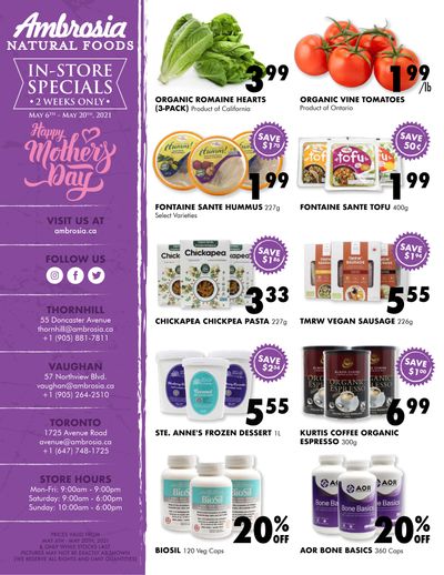 Ambrosia Natural Foods Bi-Weekly Flyer May 6 to 20