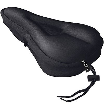 Zacro Gel Bike Seat Cover- Extra Soft Gel Bicycle Seat Cushion - Bike Saddle Cushion with Water&Dust Resistant Cover (Black)