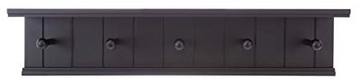kieragrace Kian Wall Shelf with Five Pegs - Black, 24" by 5"