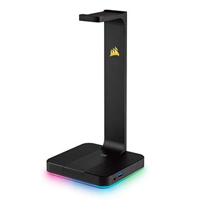 Corsair CA-9011167-NA Gaming ST100 RGB Premium Headset Stand with 7.1 Surround Sound, Black, 3.5mm