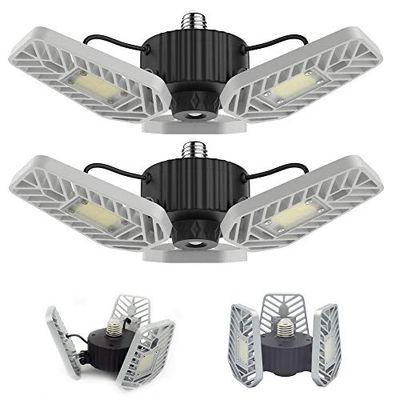 LZHOME 2-PACK LED Garage Lights, 6500Lumens Adjustable Trilights Garage Ceiling Light ,60W LED Garage Ceiling Light, CRI 80, 5000k Nature light, Garage Lights with Adjustable Panels, Led shop light (No Motion Activated)