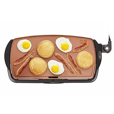 BELLA (14606) Copper Titanium Coated Non-Stick Electric Griddle, 10.5" x 20"
