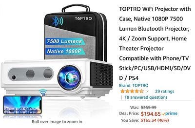 Amazon Canada Deals: Save 46% on WiFi Projector with Case + 21% on Training Bike + More Offers