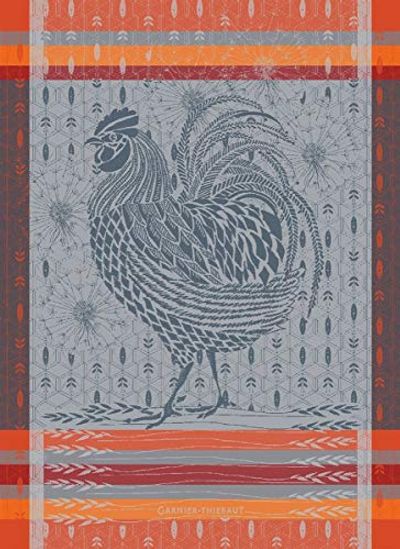 Garnier Thiebaut Coq Design Orange Kitchen Towel, 22" x 30"