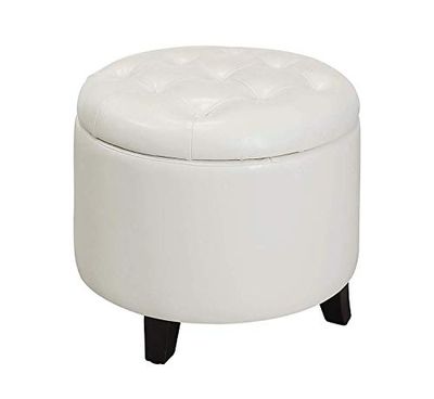 Convenience Concepts 163060W Designs4Comfort Round Ottoman, White