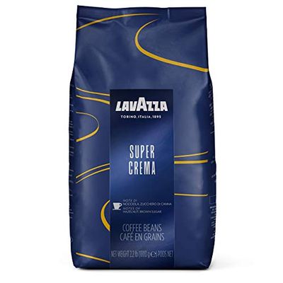 Lavazza Super Crema Whole Bean Coffee Blend, Medium Espresso Roast, 2.2-Pound (1KG) Bag