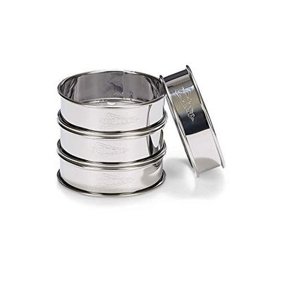 Patisse 4-Piece Round Double Rolled Tart Rings Set, 3.125", Metal