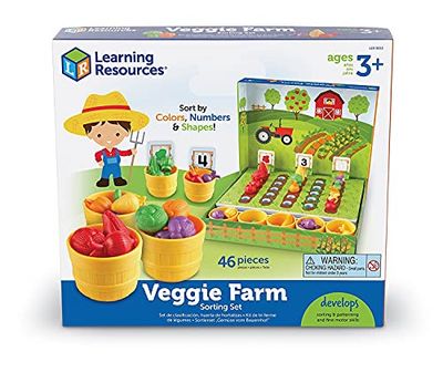 Learning Resources Veggie Farm Sorting Set, Food Sorting Game, Easter Basket Toy, 46 Pieces, Ages 3+