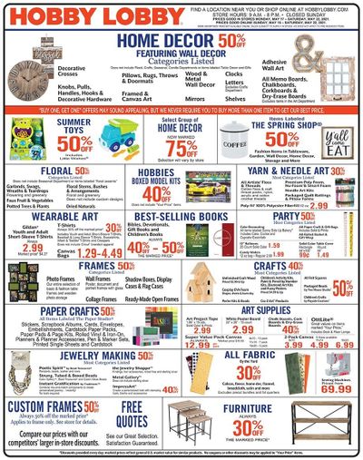 Hobby Lobby Weekly Ad Flyer May 16 to May 22