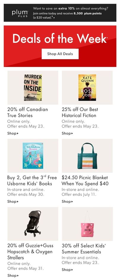 Chapters Indigo Online Deals of the Week May 17 to 23
